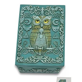 FC Design 5"W Green Owl Trinket Box Statue Fantasy Decoration Figurine Home Room Decor