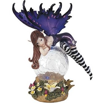 FC Design 6"H LED Light Purple Fairy with Clear Wings Statue Fantasy Decoration Figurine Home Room Decor