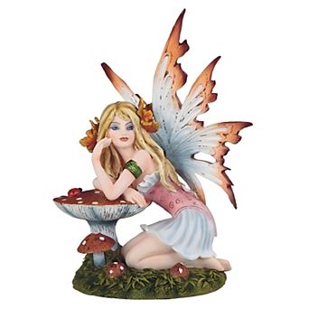 FC Design 6.5"H Fairy Leaning on Mushroom Statue Fantasy Decoration Figurine Home Room Decor