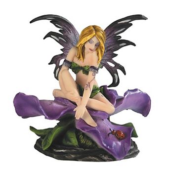 FC Design 4.5"H Flower Fairy with Violet Statue Fantasy Decoration Figurine Home Room Decor