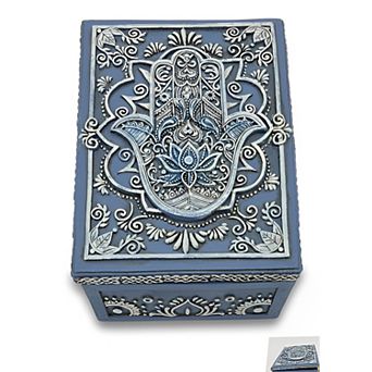 FC Design 5"W Blue Buddha Palm Trinket Box Statue Fantasy Decoration Figurine Home Room Decor