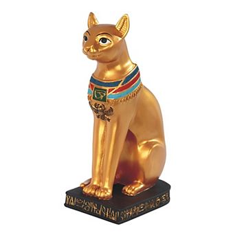 FC Design 8.5"H Ancient Egyptian Cat Goddess Bastet Black and Gold Bast Statue Home Decor Figurine Home Room Decor