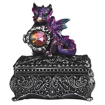 FC Design 4"H Purple Baby Dragon and Gem Trinket Box Home Room Decor