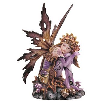 FC Design 6"H Brown Winged Autumn Fairy with Pinecone Statue Fantasy Decoration Figurine Home Room Decor