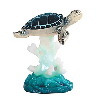 FC Design 5.5"H Blue Sea Turtle on Coral with LED Night Light Marine Life Decoration Figurine Home Room Decor