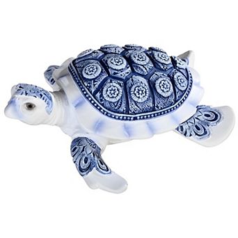 FC Design 4.25"W Blue and White Sea Turtle Statue Marine Life Decoration Figurine Home Room Decor