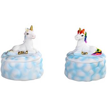 FC Design 3.5"H Lucite Rainbow Mane Unicorn Trinket Box 2 pc Set Home Room Decor