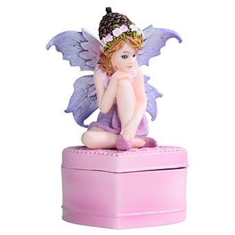 FC Design 4"H Fairy Elf on Pink Ottoman Trinket Box Home Room Decor