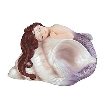 FC Design 4.5"W Purple Tailed Baby Mermaid Sleeping on Ocean Sconce Shell Mergirl Statue Fantasy Decoration Figurine Home Room Decor