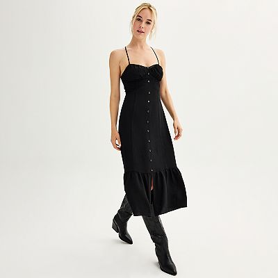 Juniors' SO Sweetheart Lace Mixed Yoke Midi Dress