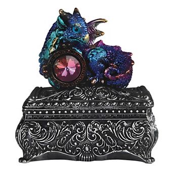 FC Design 3.5"H Blue Baby Dragon and Gem Trinket Box Home Room Decor