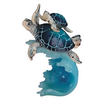 FC Design 8.75"H Sea Turtle with Baby Swimming on Wave Statue Marine Life Decoration Figurine Home Room Decor