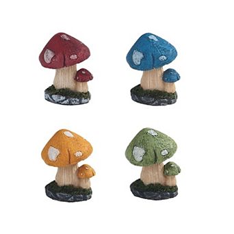 FC Design 4 pc Red, Blue, Yellow, and Green Mushroom 1.75"H Home Decor Figurine Set Home Room Decor