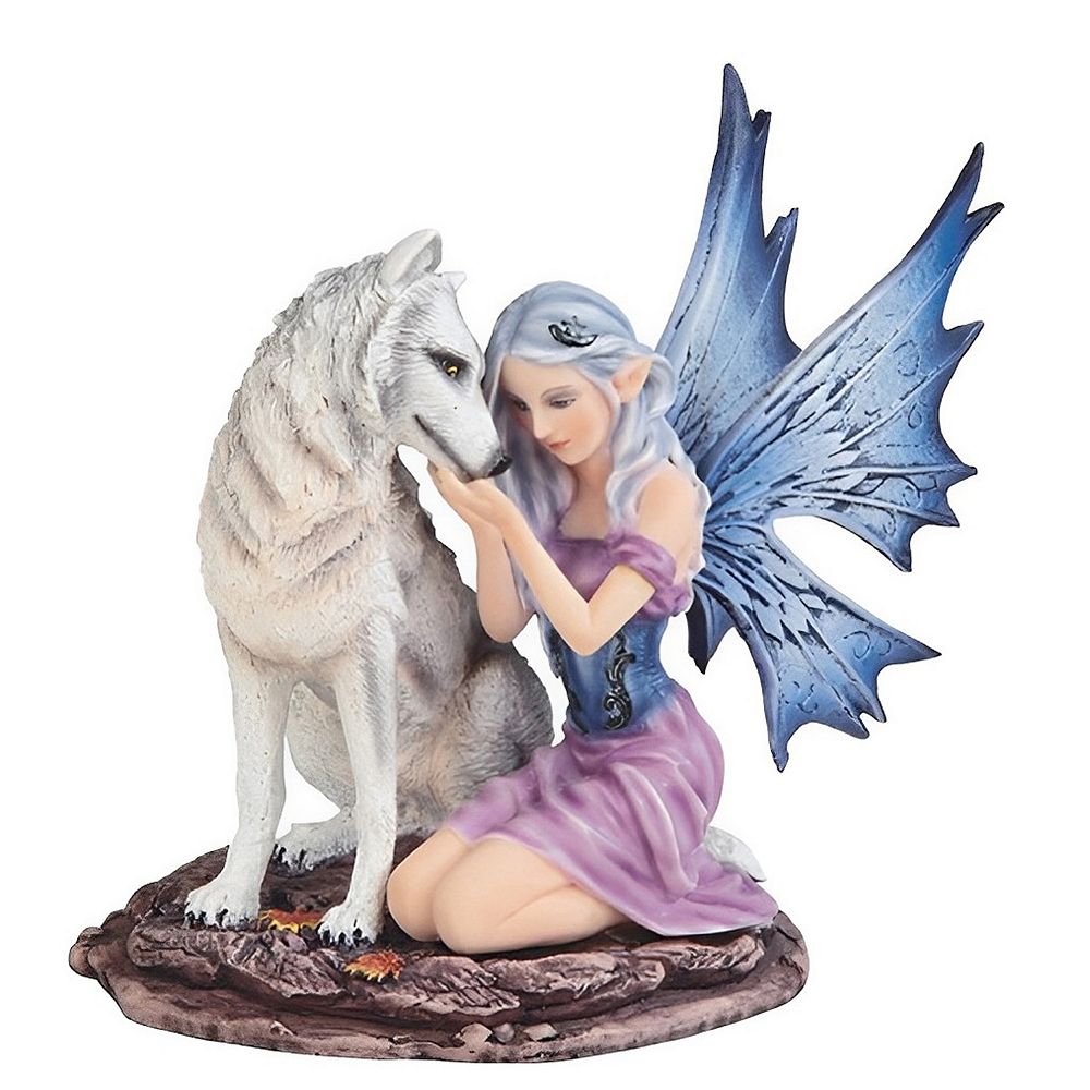 Lupiana Wolf Ornament 34cm Blue Fairy Polyresin Statue