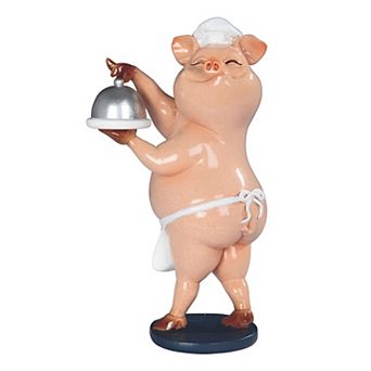 FC Design 7.75"H Piggy Chef Holding Tray Figurine Home Room Decor