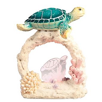 FC Design 9.25"H LED Blue Sea Turtle with Conch Statue Fantasy Decoration Figurine Home Room Decor