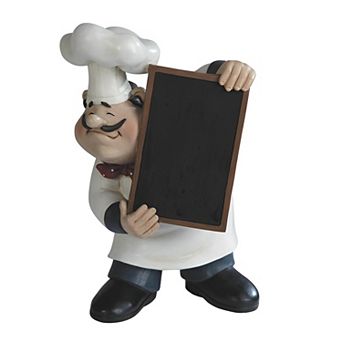 FC Design 11"H Chef Holding Chalkboard Menu Blackboard Statue Kitchen Decoration Figurine Home Room Decor