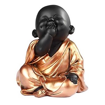 FC Design 6"H Speak No Evil Little Buddhist Monk in Gold and Black Statue Feng Shui Decoration Religious Figurine Home Room Decor