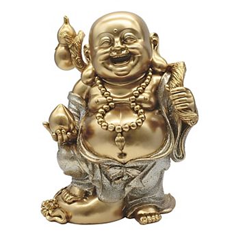 FC Design 8.5"H Gold and Silver Maitreya Buddha Statue Happy Buddha Feng Shui Decoration Religious Figurine Home Room Decor