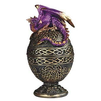 FC Design 6.5"H Purple Dragon Ornate Egg Trinket Box Home Room Decor