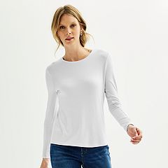 Womens White Long Sleeve Tops