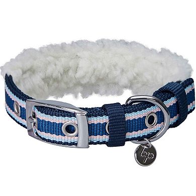 Soft & Comfy Sherpa Fleece Padded Dog Collar in Multi-Color Stripes
