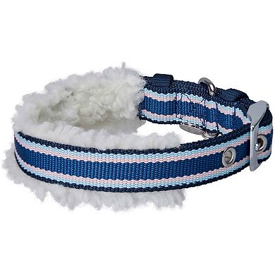 Soft & Comfy Sherpa Fleece Padded Dog Collar in Multi-Color Stripes