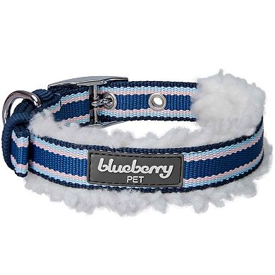 Soft & Comfy Sherpa Fleece Padded Dog Collar in Multi-Color Stripes