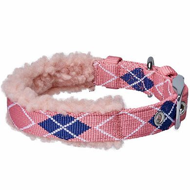 Soft & Comfy Sherpa Fleece Padded Dog Collar in Scottish Argyle
