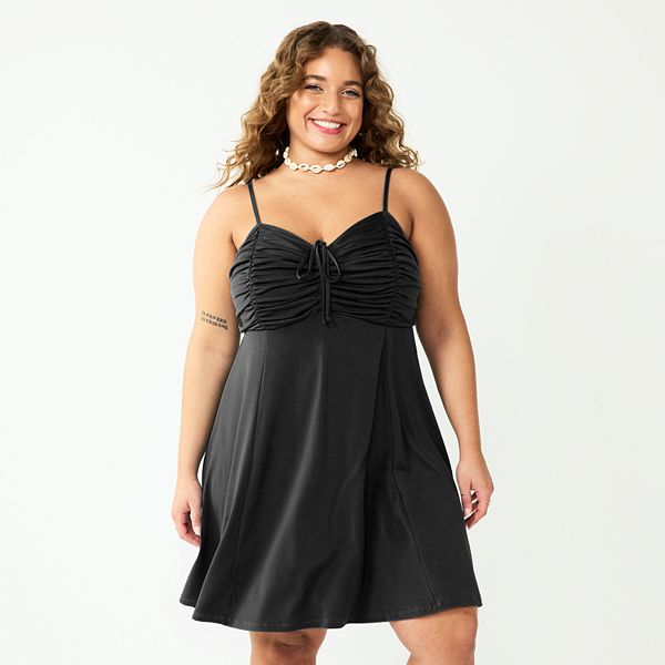 Juniors' Plus Size SO® Ruched Cinch Front Babydoll Dress