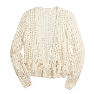 Petite LC Lauren Conrad Petite Ruffle Hem Cardigan