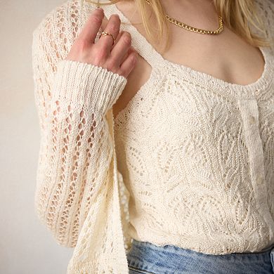 Petite LC Lauren Conrad Petite Ruffle Hem Cardigan