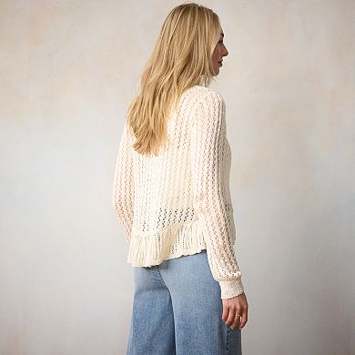 Petite LC Lauren Conrad Petite Ruffle Hem Cardigan