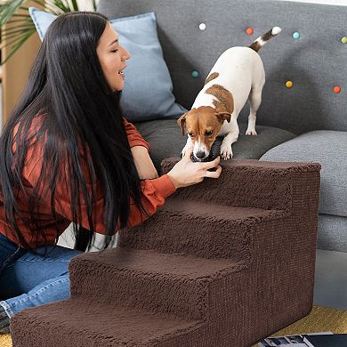 Precious Tails High Density Sherpa 4 Steps Pet Stairs