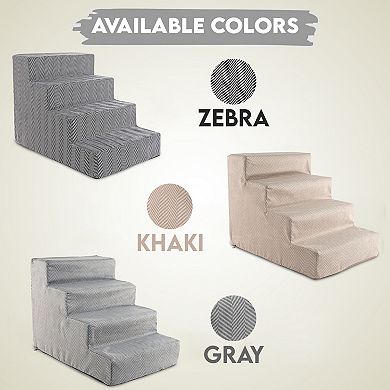 Precious Tails Striped High Density Foam 4 Steps Pet Stairs