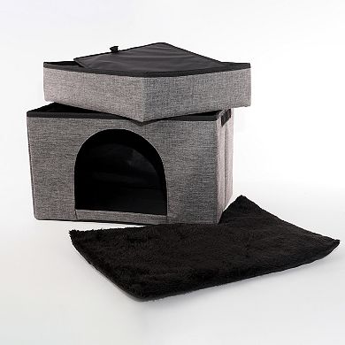 Precious Tails Linen Cat Cave with Storage