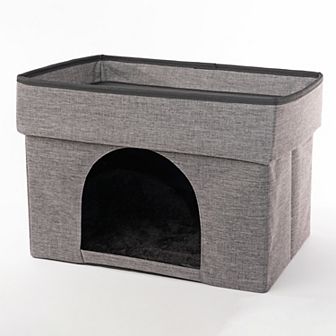 Precious Tails Linen Cat Cave with Storage