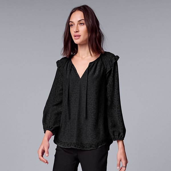 Women's Simply Vera Vera Wang Smocked Ruffle Blouse