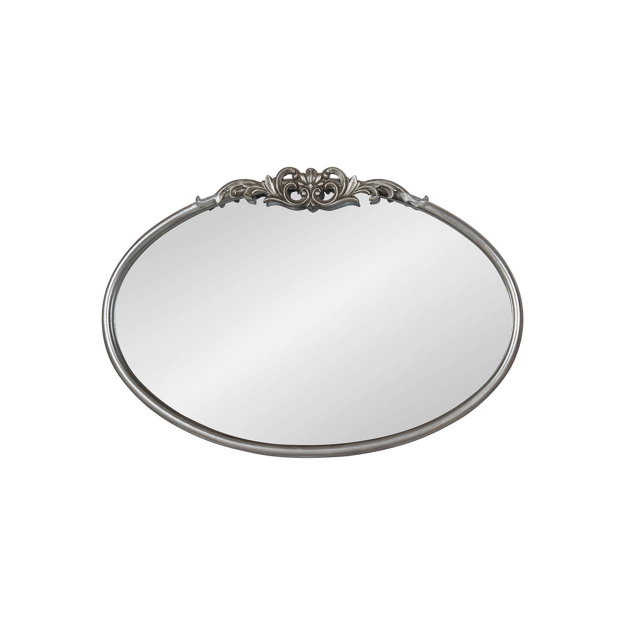 Kate and Laurel Arendahl Traditional Oval Ornate Wall Mirror, Silver