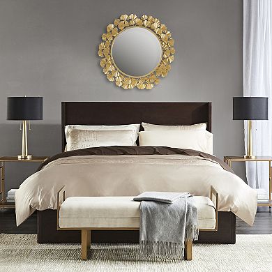 Martha Stewart Eden Gold Finish Ginkgo Round Wall Mirror