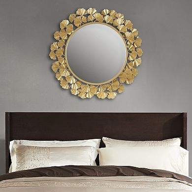 Martha Stewart Eden Gold Finish Ginkgo Round Wall Mirror