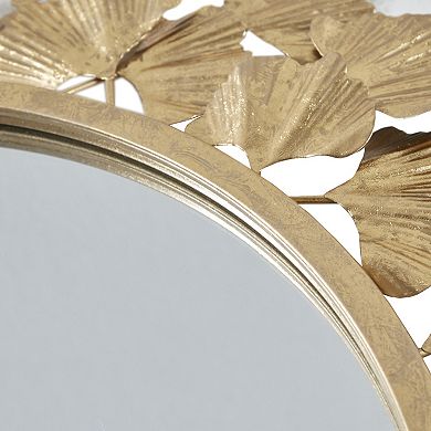 Martha Stewart Eden Gold Finish Ginkgo Round Wall Mirror