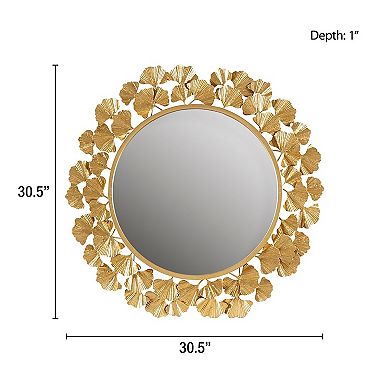 Martha Stewart Eden Gold Finish Ginkgo Round Wall Mirror