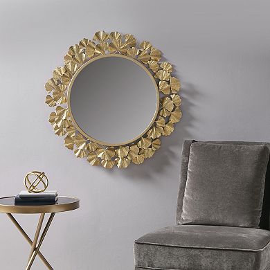 Martha Stewart Eden Gold Finish Ginkgo Round Wall Mirror