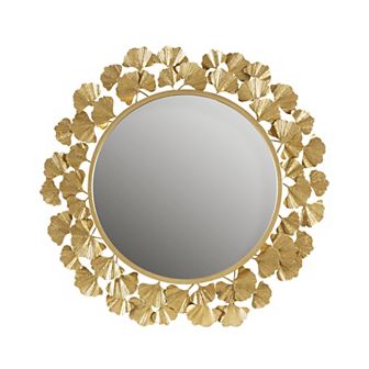 Martha Stewart Eden Gold Finish Ginkgo Round Wall Mirror