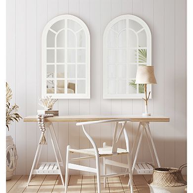 Kate and Laurel Boldmere Windowpane Arched Wall Mirror