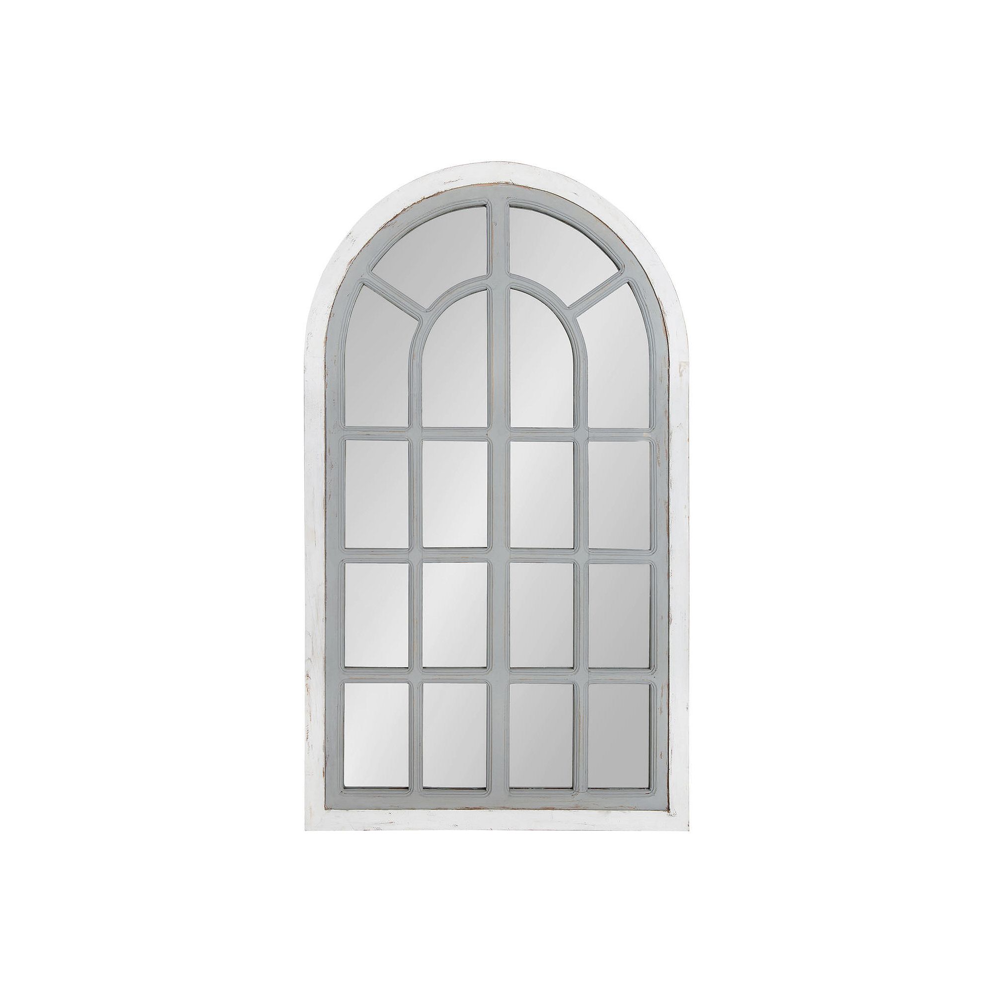 Kate and Laurel Boldmere Windowpane Arched Wall Mirror, Gray
