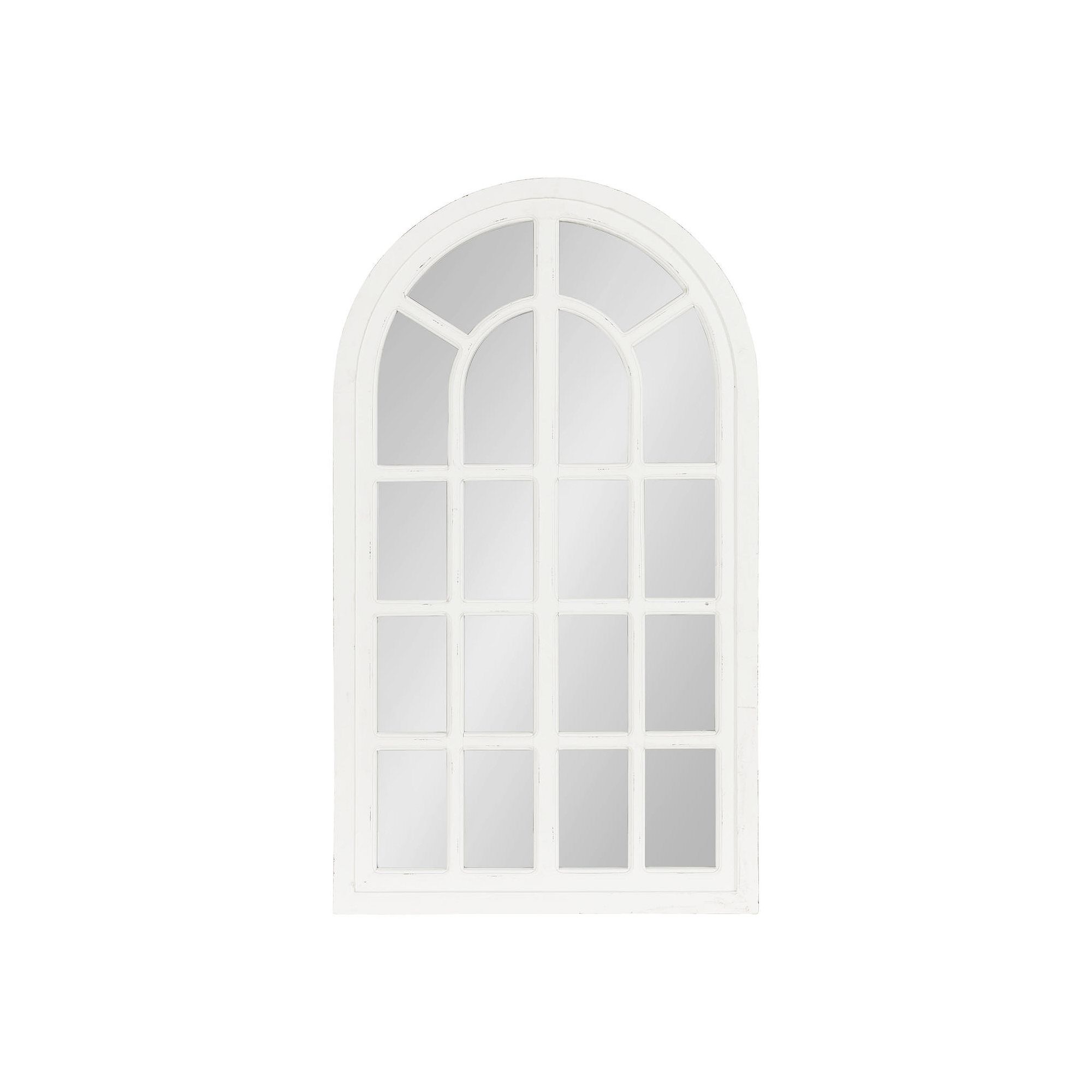 Kate and Laurel Boldmere Windowpane Arched Wall Mirror, White