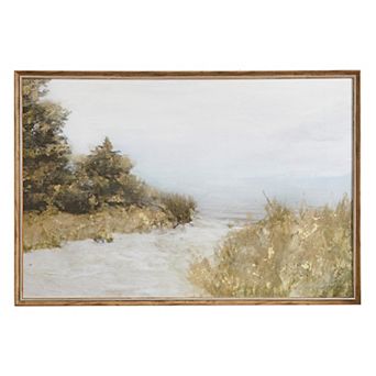 Madison Park Lake Walk Landscape Framed Canvas Wall Art
