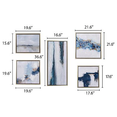 INK+IVY Blue Drift Abstract Gallery Framed Wall Art 5-piece Set